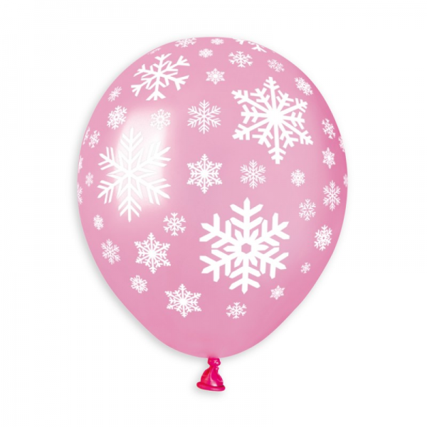 Palloncini 5"Cristalli bianchi su rosa meta 100 pz